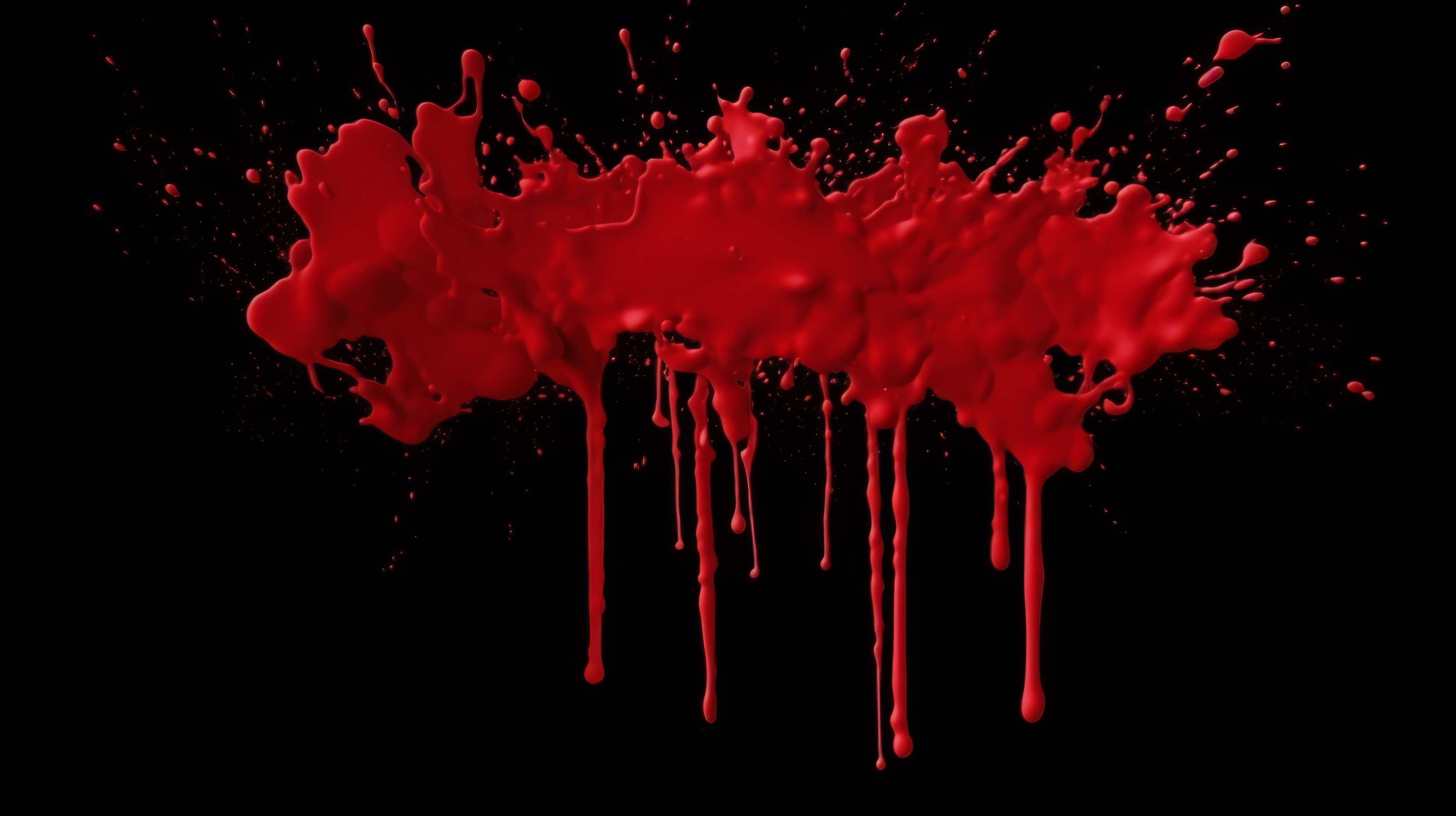 Red blood splash on black background